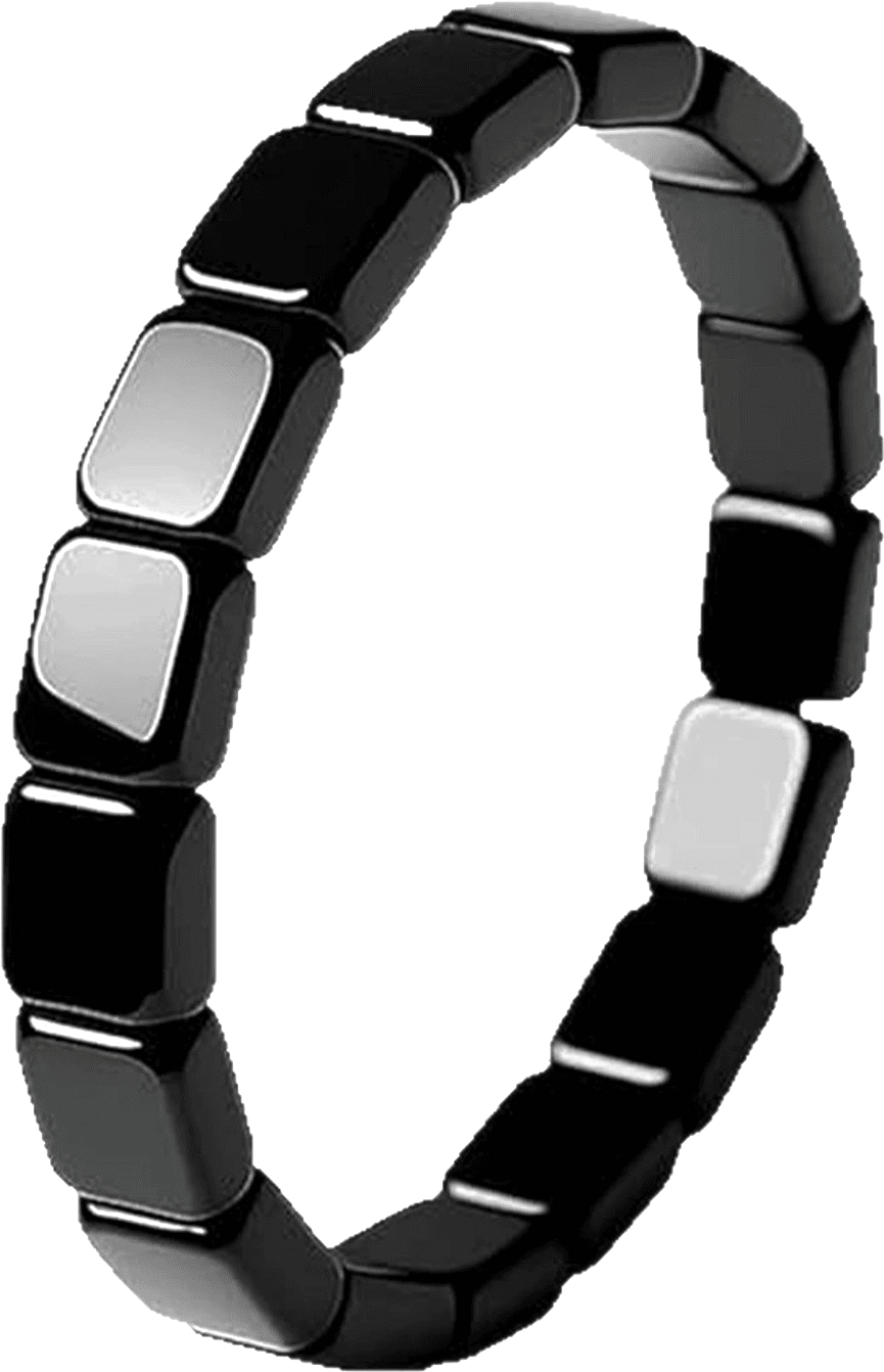 The Tourmaline Band at an angle, showing the polished square faces